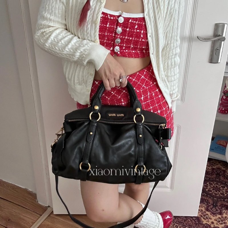 (稀有款式✨)🏷Miumiu．蝴蝶結機車包 光滑皮 大號-25