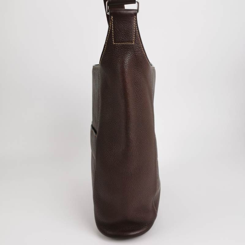 Hermes Good News明線裝飾斜挎包單肩包Togo牛皮銀扣57波爾多酒紅框L刻-2