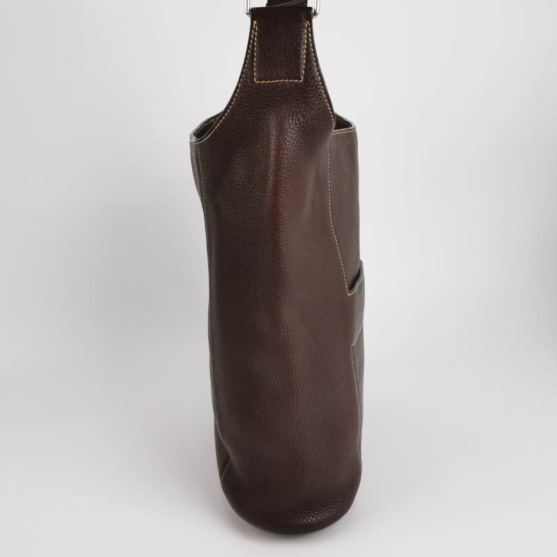 Hermes Good News明線裝飾斜挎包單肩包Togo牛皮銀扣57波爾多酒紅框L刻-3