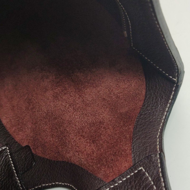 Hermes Good News明線裝飾斜挎包單肩包Togo牛皮銀扣57波爾多酒紅框L刻-8