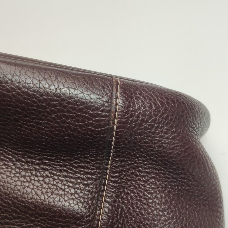 Hermes Good News明線裝飾斜挎包單肩包Togo牛皮銀扣57波爾多酒紅框L刻-14