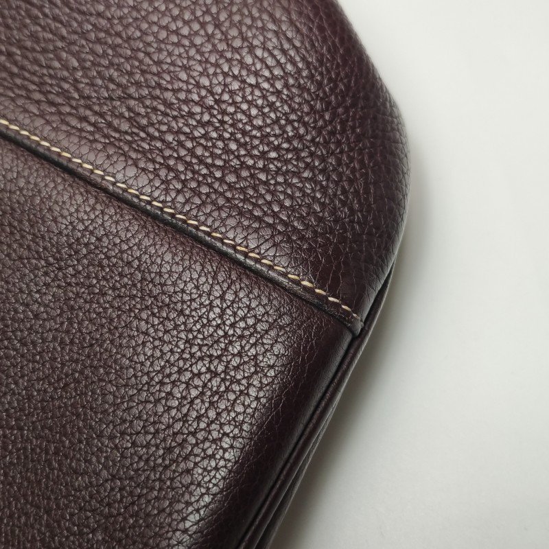 Hermes Good News明線裝飾斜挎包單肩包Togo牛皮銀扣57波爾多酒紅框L刻-15