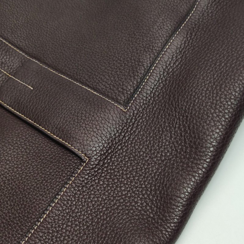 Hermes Good News明線裝飾斜挎包單肩包Togo牛皮銀扣57波爾多酒紅框L刻-17