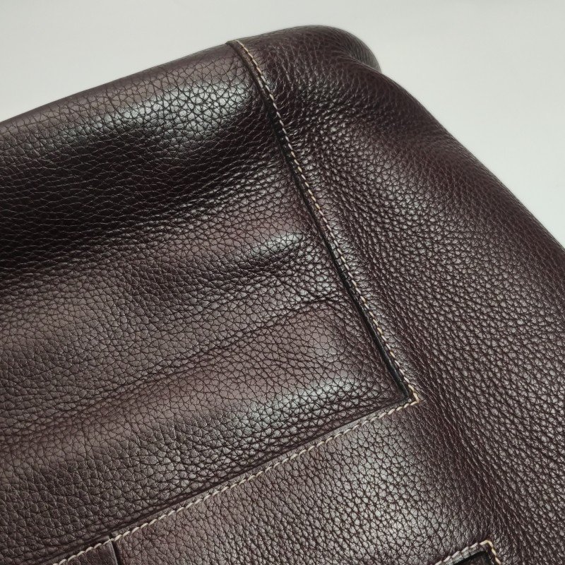 Hermes Good News明線裝飾斜挎包單肩包Togo牛皮銀扣57波爾多酒紅框L刻-18