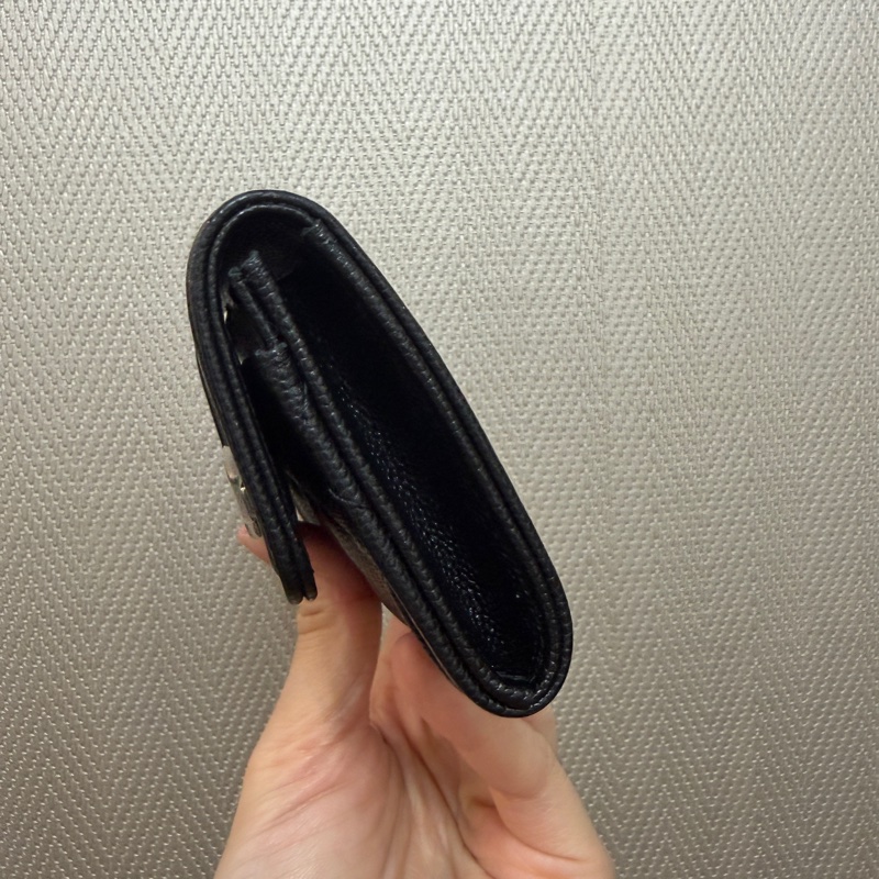 Chanel 黑荔枝皮霧銀釦Boy零錢卡包-2