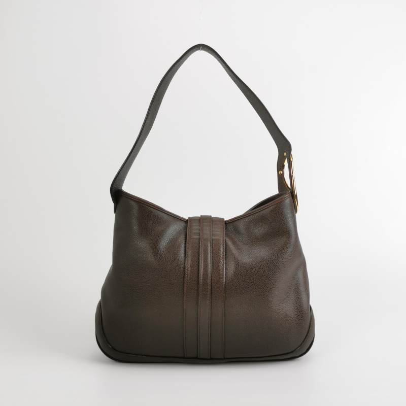 Bvlgari 牛皮純色字母Logo金屬徽標單肩包-4