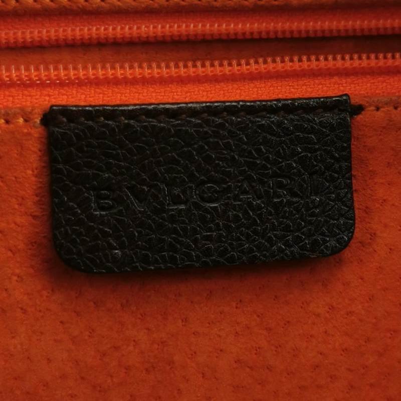 Bvlgari 牛皮純色字母Logo金屬徽標單肩包-7