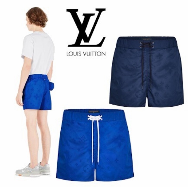 LV MONOGRAM 3D 寶藍色 口袋 海灘褲 沖浪褲 沙灘褲 短褲 運動褲-2