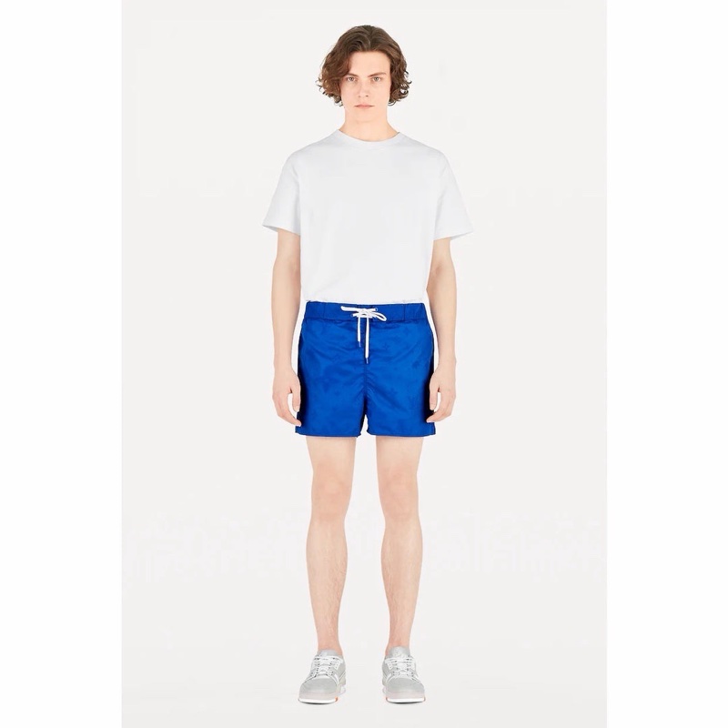 LV MONOGRAM 3D 寶藍色 口袋 海灘褲 沖浪褲 沙灘褲 短褲 運動褲-6