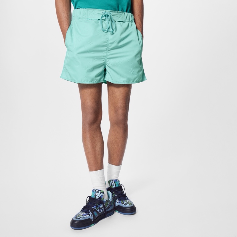 LV MONOGRAM 3D 寶藍色 口袋 海灘褲 沖浪褲 沙灘褲 短褲 運動褲-7