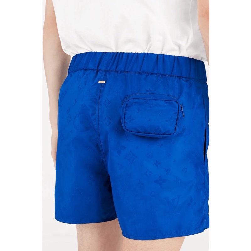 LV MONOGRAM 3D 寶藍色 口袋 海灘褲 沖浪褲 沙灘褲 短褲 運動褲-11