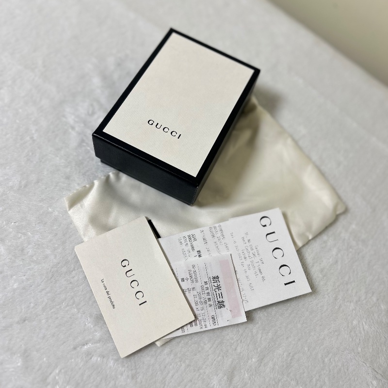 Gucci Queen Margaret 白色皮革卡夾錢包 蜜蜂造型的珍珠與水晶-1