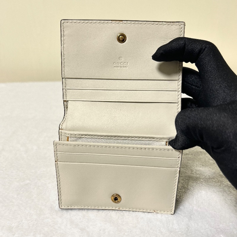 Gucci Queen Margaret 白色皮革卡夾錢包 蜜蜂造型的珍珠與水晶-3