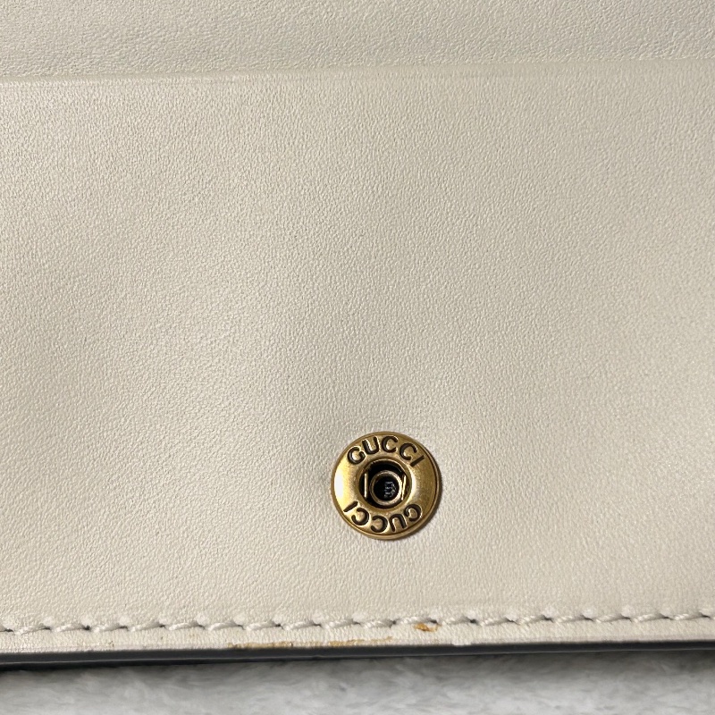Gucci Queen Margaret 白色皮革卡夾錢包 蜜蜂造型的珍珠與水晶-21