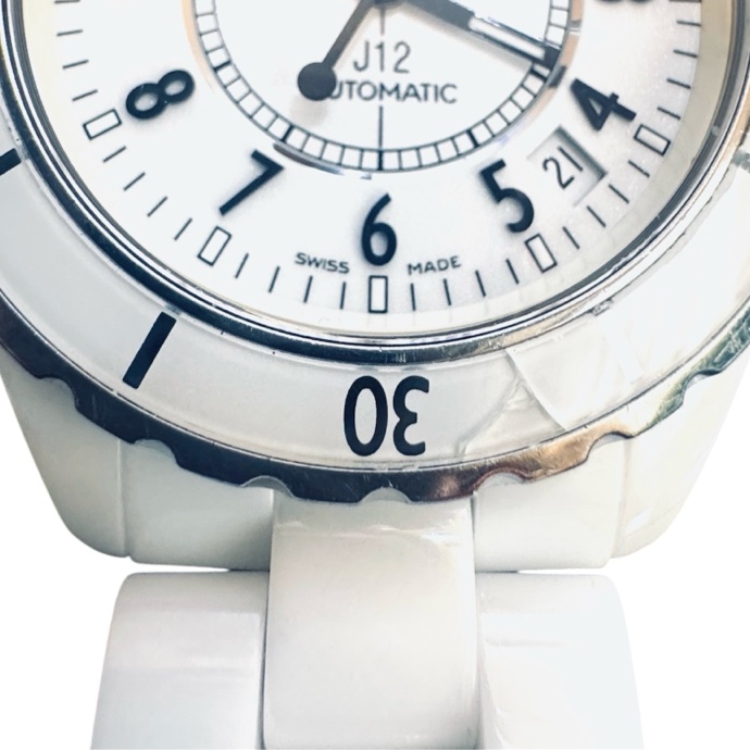 CHANEL 香奈兒 J12 白陶瓷自動腕錶 H0968｜白色高科技陶瓷＋精鋼圈｜33mm｜附原廠盒與加長鍊節-8