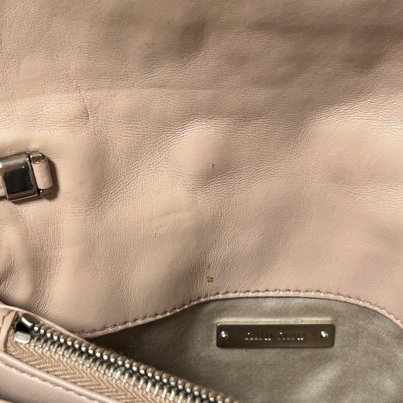 MIU MIU Crystal 皺摺皮革水晶鏈帶 肩背包-25