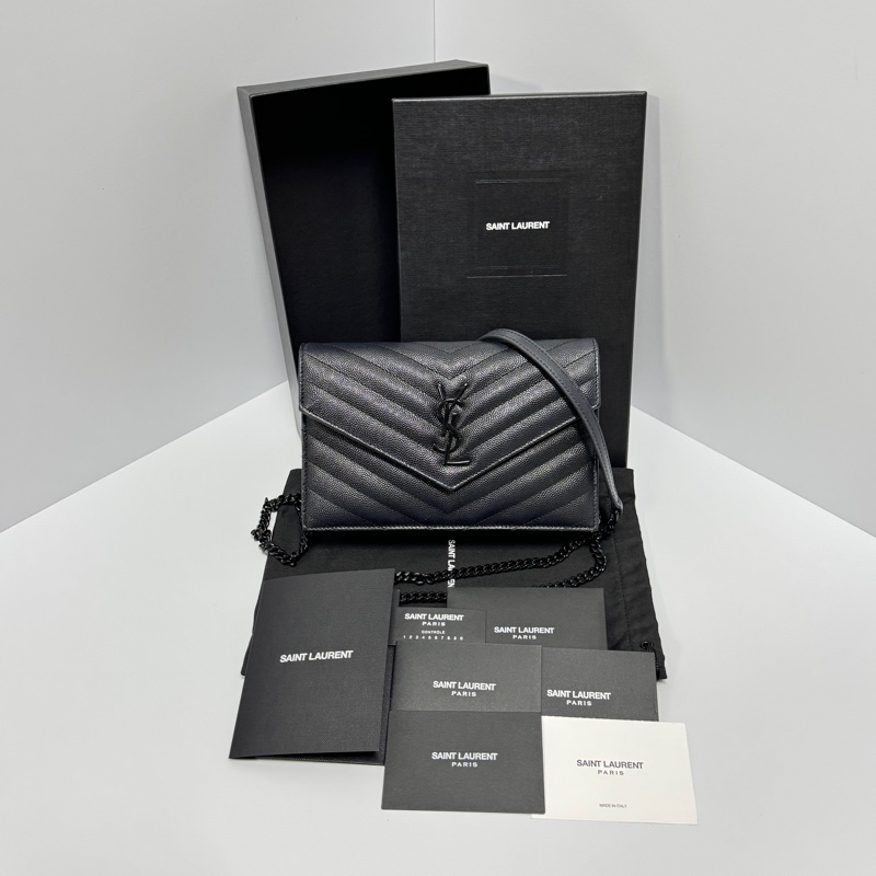 （超新品～ 極稀有⏰） YSL “so black” 全黑魚子醬 信封包-3