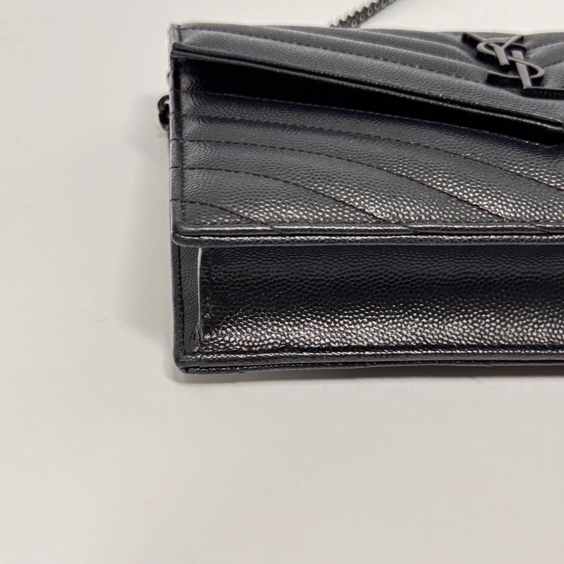 （超新品～ 極稀有⏰） YSL “so black” 全黑魚子醬 信封包-10