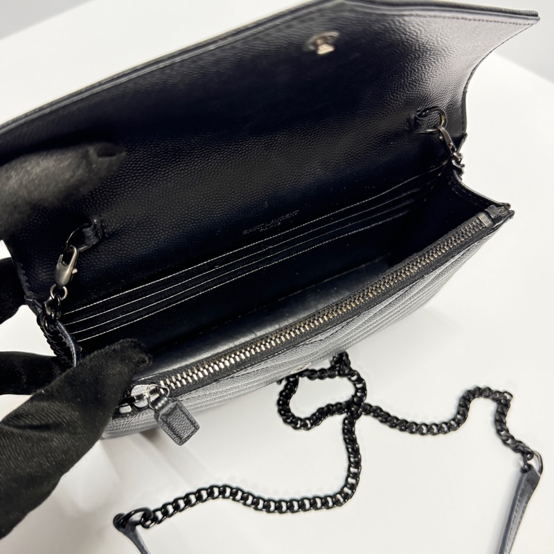 （超新品～ 極稀有⏰） YSL “so black” 全黑魚子醬 信封包-13