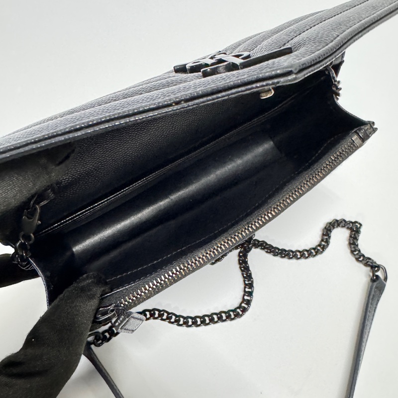 （超新品～ 極稀有⏰） YSL “so black” 全黑魚子醬 信封包-14
