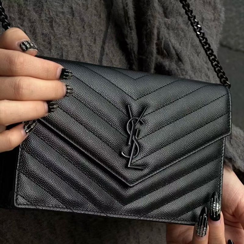 （超新品～ 極稀有⏰） YSL “so black” 全黑魚子醬 信封包-20