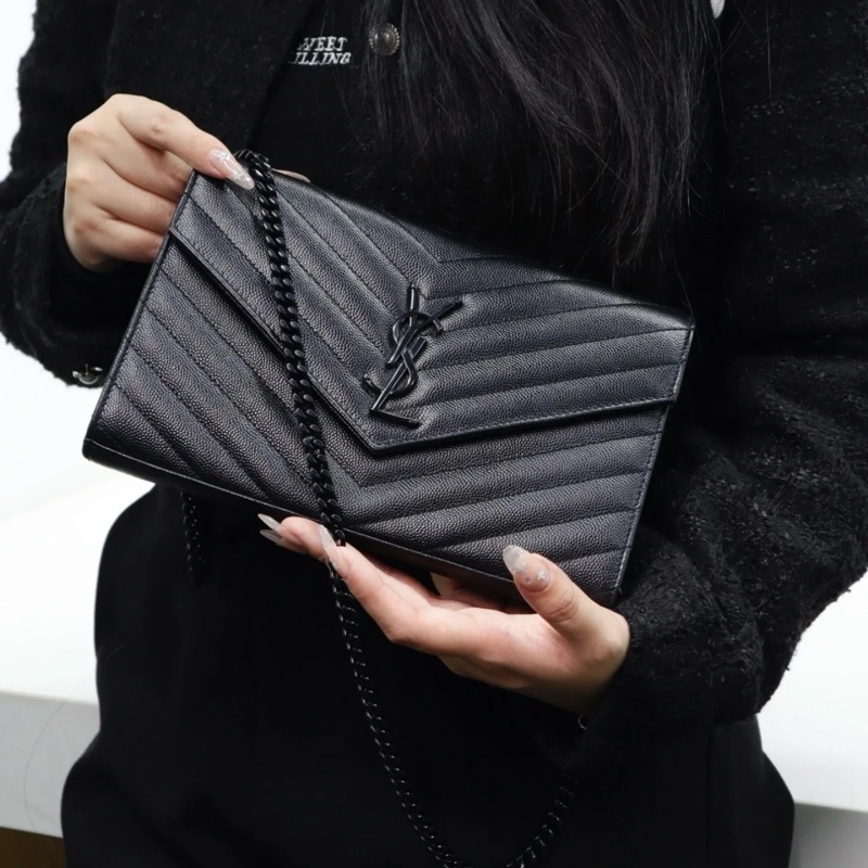 （超新品～ 極稀有⏰） YSL “so black” 全黑魚子醬 信封包-22