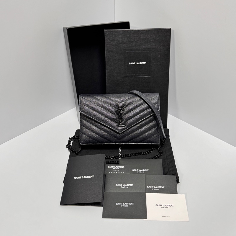 （超新品～ 極稀有⏰） YSL “so black” 全黑魚子醬 信封包-5