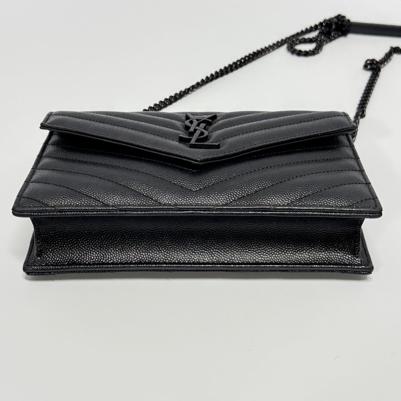 （超新品～ 極稀有⏰） YSL “so black” 全黑魚子醬 信封包-12