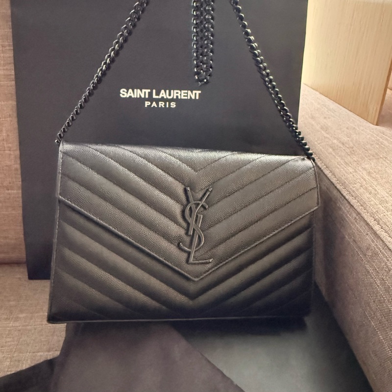 【YSL】Saint Laurent WOC 22cm 全黑信封包 All Black-8