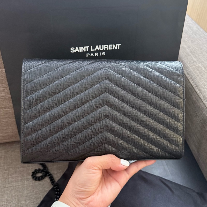 【YSL】Saint Laurent WOC 22cm 全黑信封包 All Black-9