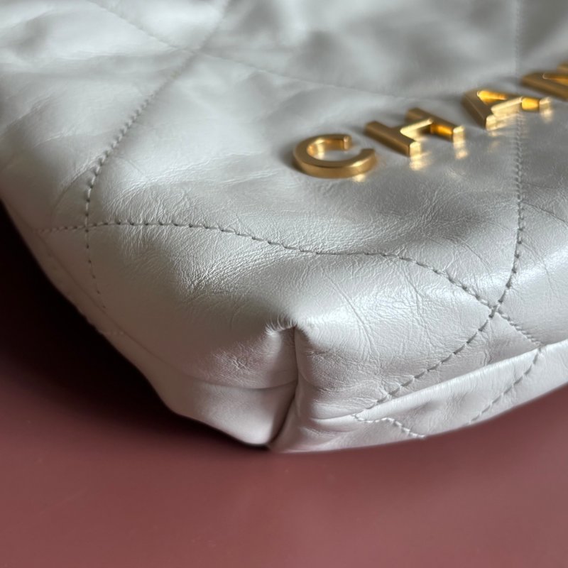 ::CHANEL:: AS3980 金LOGO 白色皮革手提包 斜背包 22 bag 迷你包-6