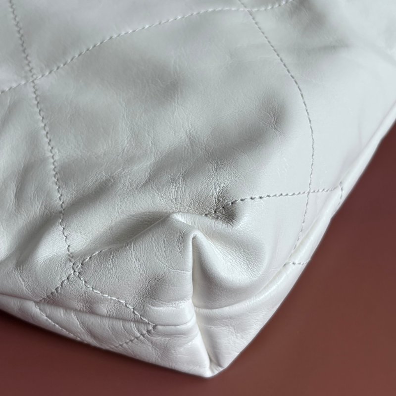 ::CHANEL:: AS3980 金LOGO 白色皮革手提包 斜背包 22 bag 迷你包-11