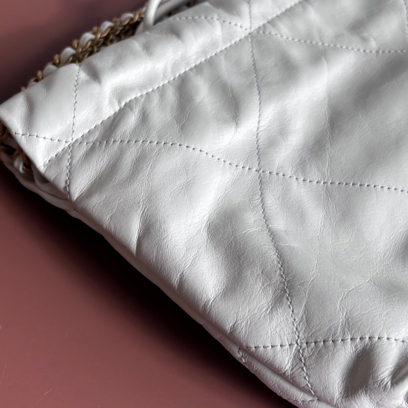 ::CHANEL:: AS3980 金LOGO 白色皮革手提包 斜背包 22 bag 迷你包-14