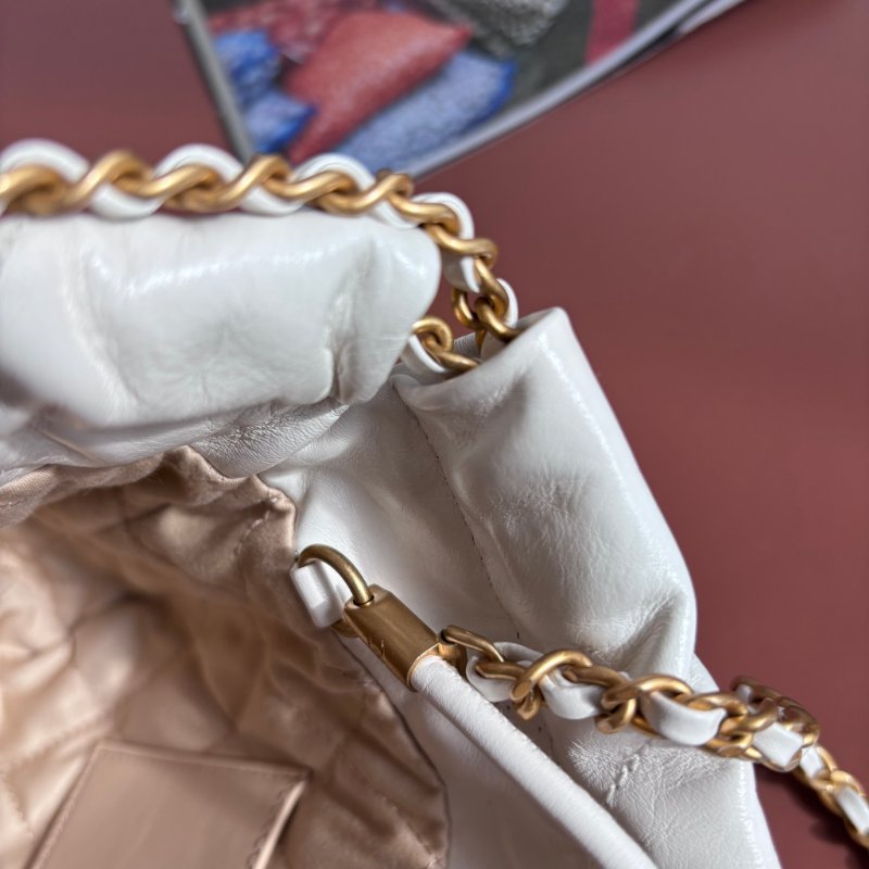 ::CHANEL:: AS3980 金LOGO 白色皮革手提包 斜背包 22 bag 迷你包-19