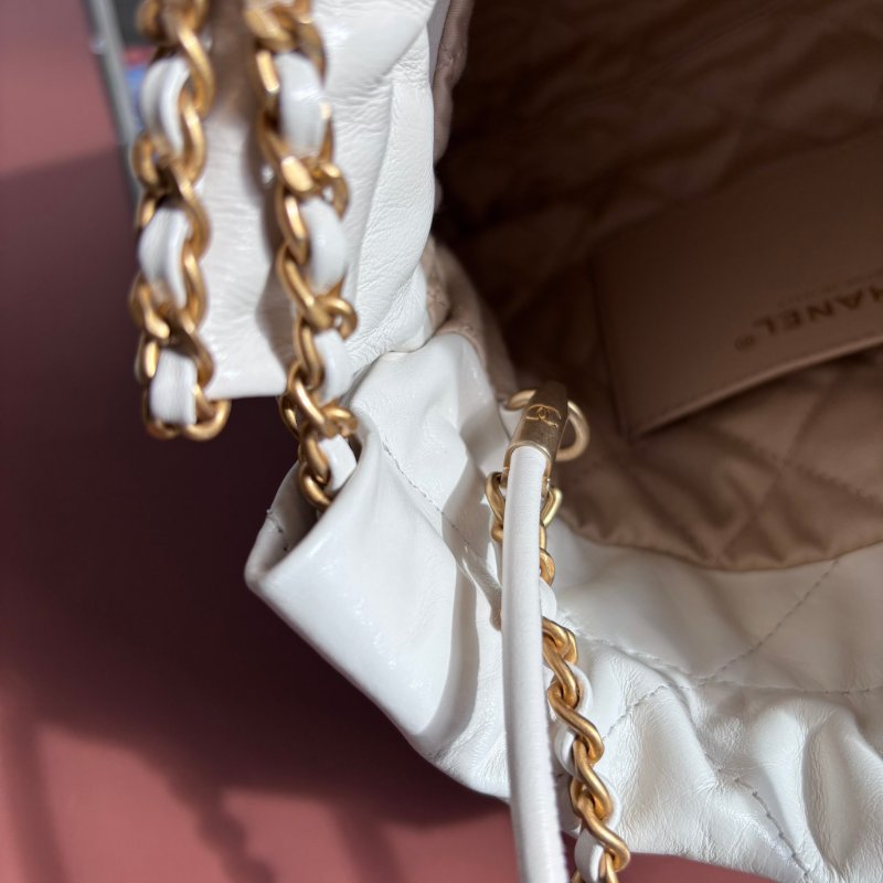 ::CHANEL:: AS3980 金LOGO 白色皮革手提包 斜背包 22 bag 迷你包-20