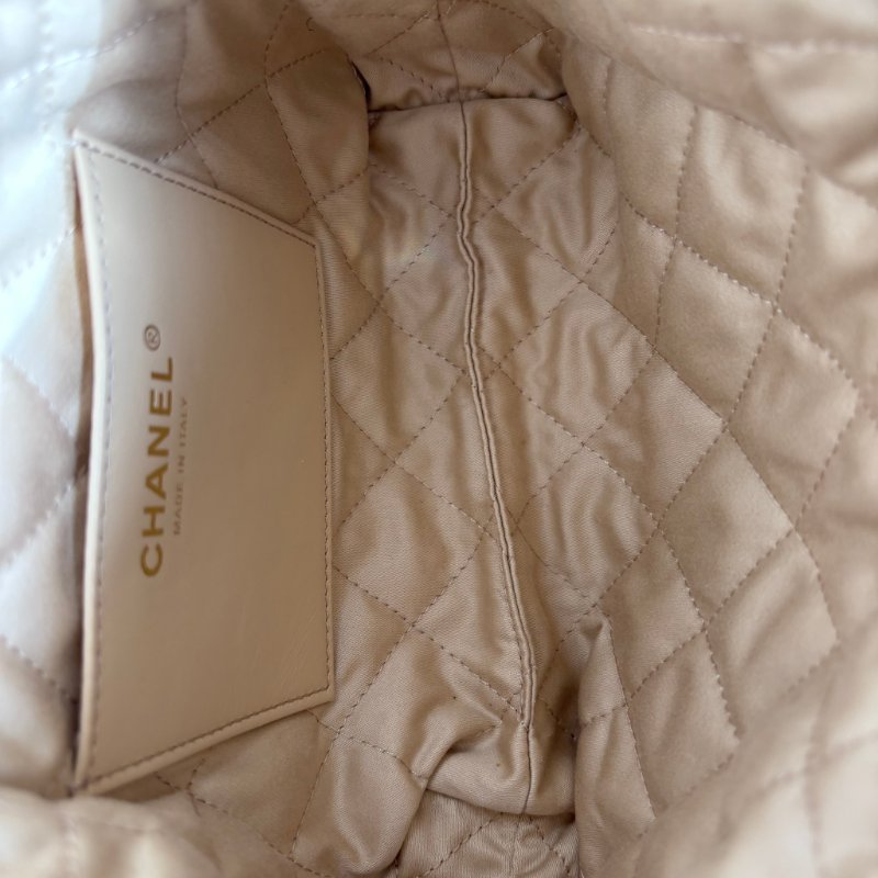 ::CHANEL:: AS3980 金LOGO 白色皮革手提包 斜背包 22 bag 迷你包-22