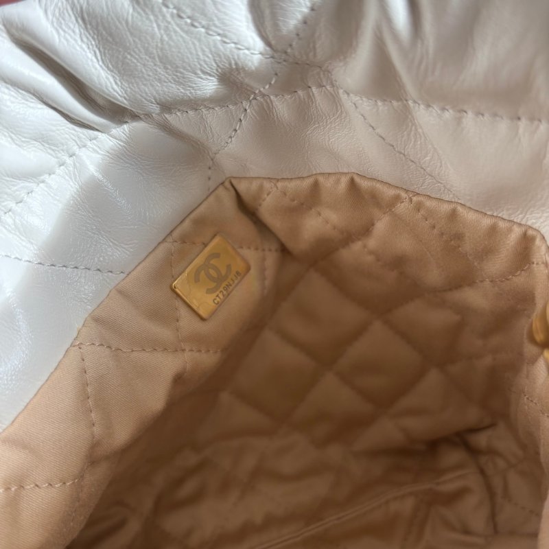 ::CHANEL:: AS3980 金LOGO 白色皮革手提包 斜背包 22 bag 迷你包-23