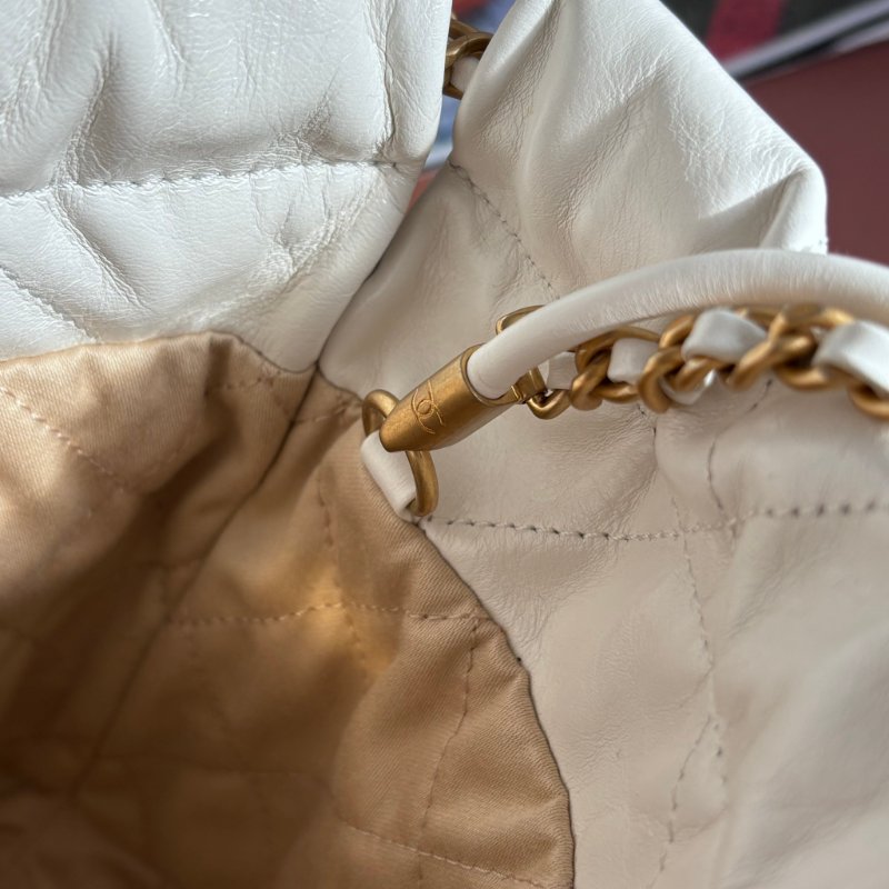 ::CHANEL:: AS3980 金LOGO 白色皮革手提包 斜背包 22 bag 迷你包-24