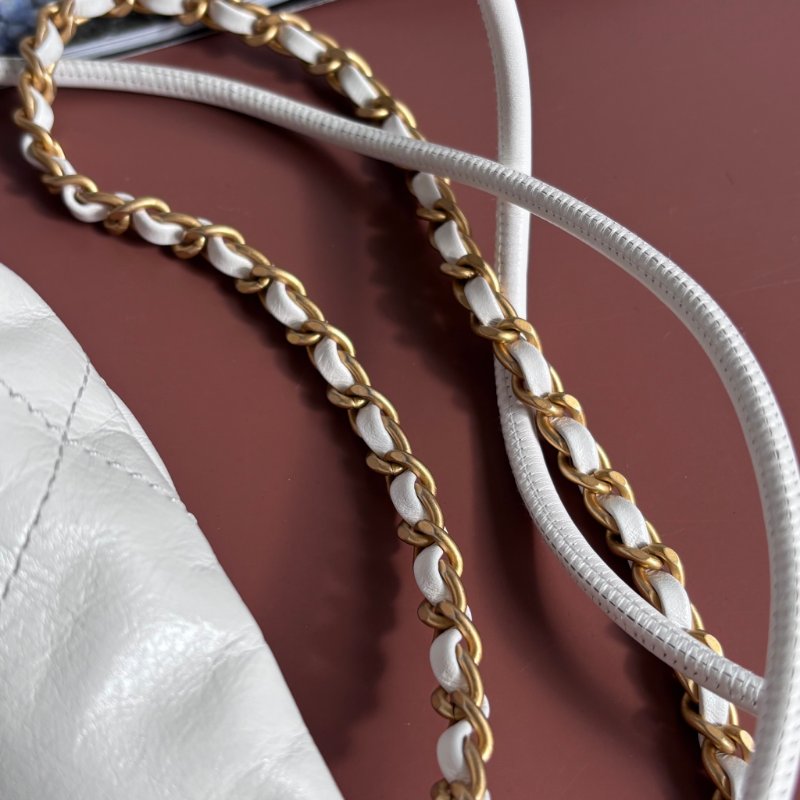 ::CHANEL:: AS3980 金LOGO 白色皮革手提包 斜背包 22 bag 迷你包-27
