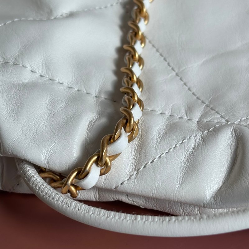 ::CHANEL:: AS3980 金LOGO 白色皮革手提包 斜背包 22 bag 迷你包-29