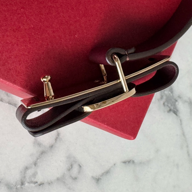 Ferragamo酒紅色金logo細腰帶  真的必買✨-12