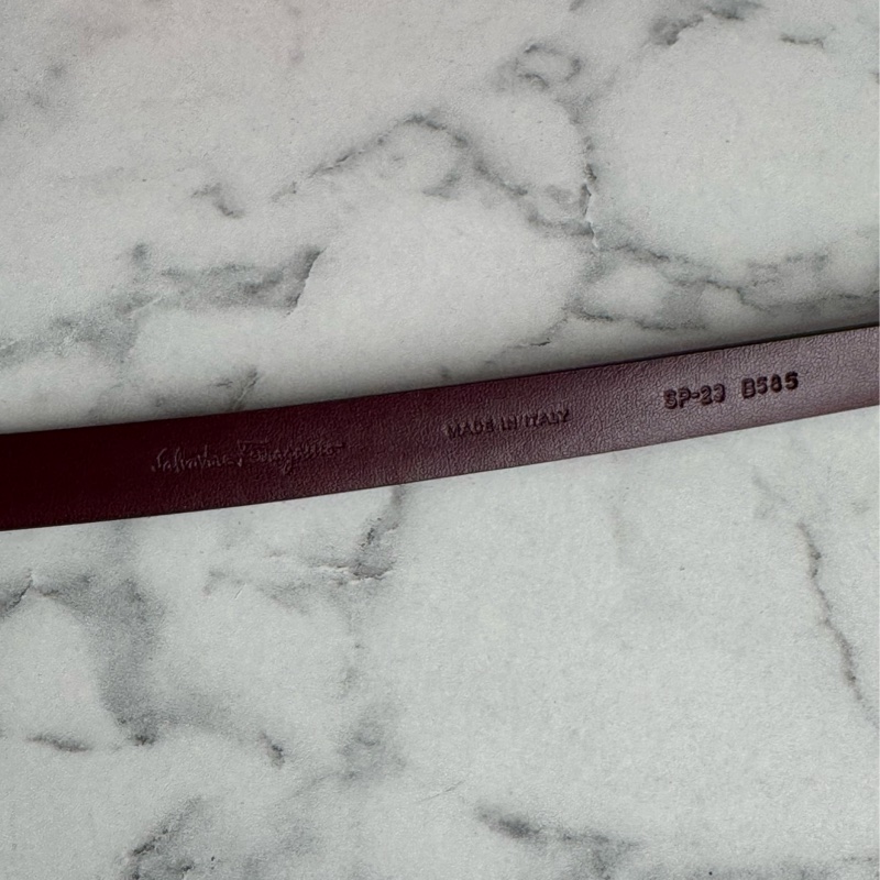 Ferragamo酒紅色金logo細腰帶  真的必買✨-13