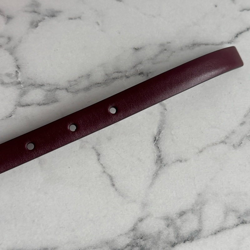 Ferragamo酒紅色金logo細腰帶  真的必買✨-14