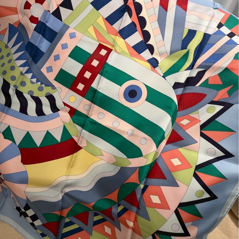 HERMES 藍色慶典駿馬絲巾 全新品-1