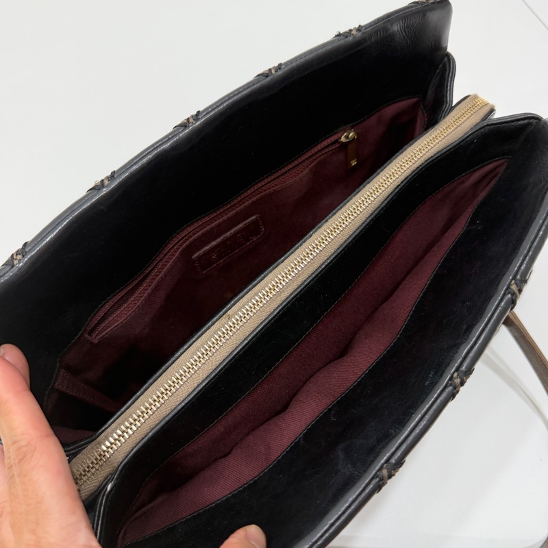 CHANEL 香奈兒 黑金 菱格 牛皮 托特包 手提包 肩背包 側背包-20