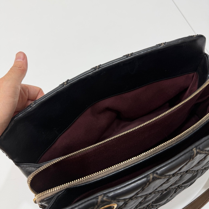 CHANEL 香奈兒 黑金 菱格 牛皮 托特包 手提包 肩背包 側背包-22