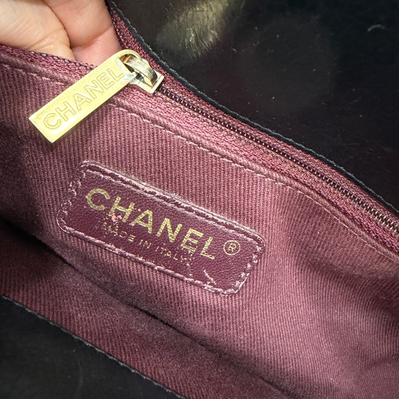 CHANEL 香奈兒 黑金 菱格 牛皮 托特包 手提包 肩背包 側背包-24