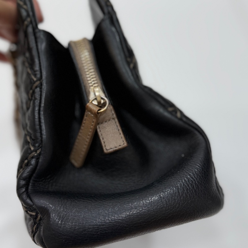 CHANEL 香奈兒 黑金 菱格 牛皮 托特包 手提包 肩背包 側背包-28