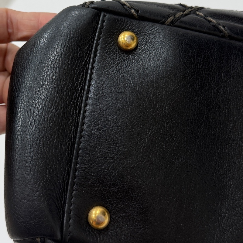 CHANEL 香奈兒 黑金 菱格 牛皮 托特包 手提包 肩背包 側背包-37