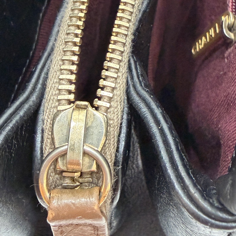 CHANEL 香奈兒 黑金 菱格 牛皮 托特包 手提包 肩背包 側背包-39